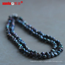 Double Black Baroque Freshwater Pearl Necklace (E130132)